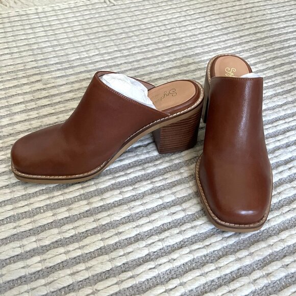 Seychelles Brown Leather Mule Heels Size 8 - Picture 2 of 5